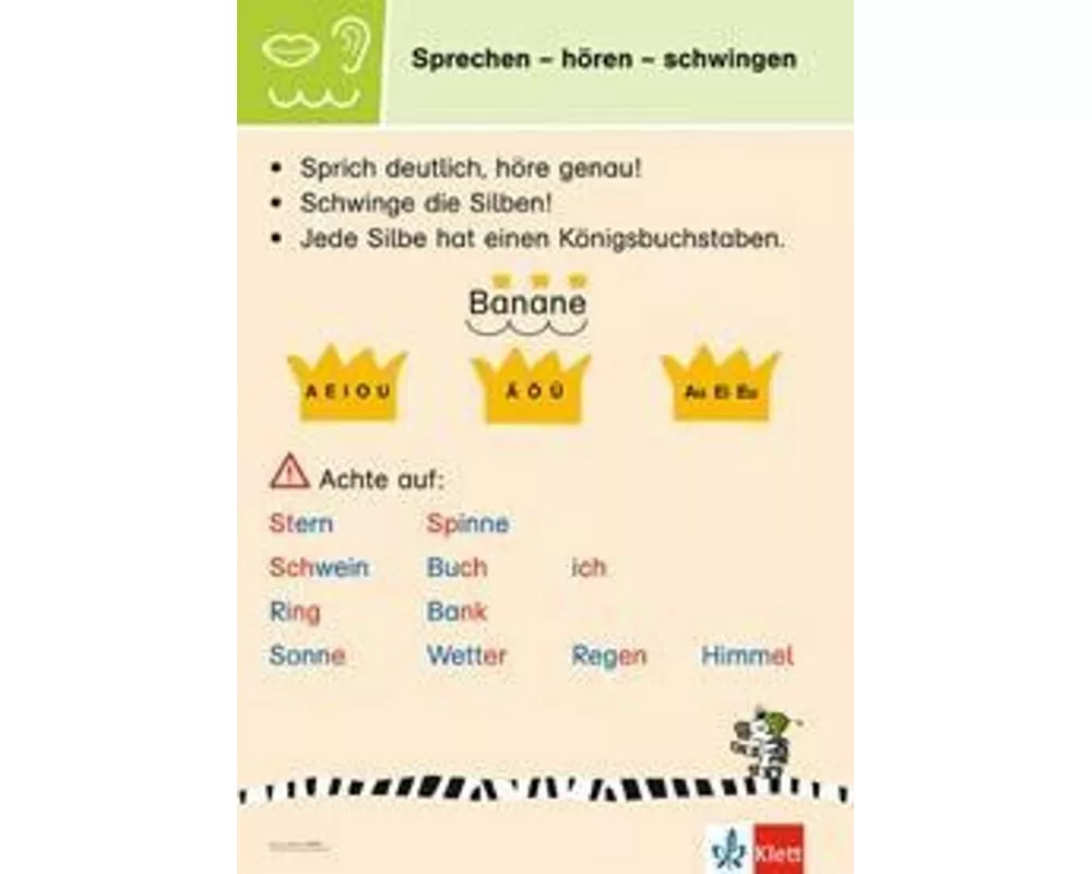 Zebra. Tipp-Karten-Poster. 1./2. Schuljahr