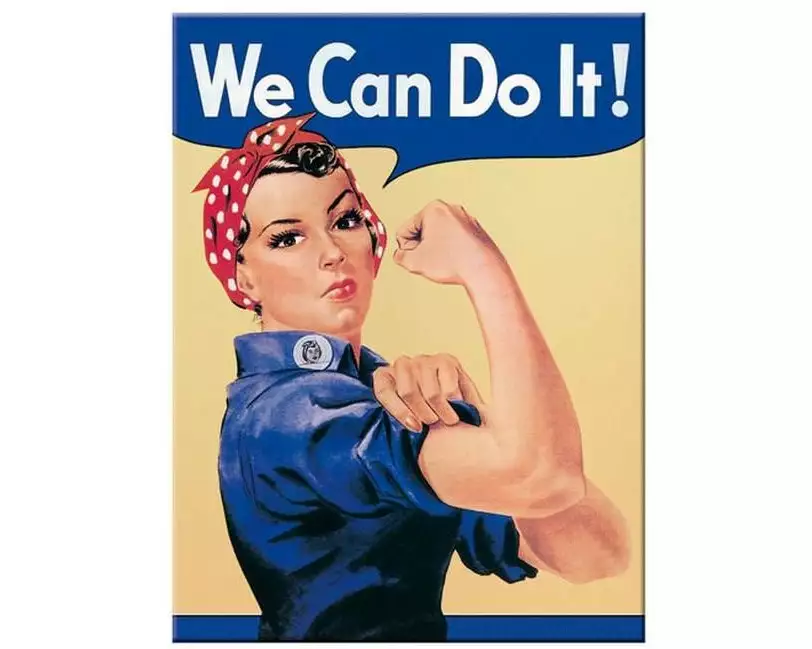 Nostalgic Art Haftmagnet We can do it! 1 Stück, Beige/Blau/Weiss