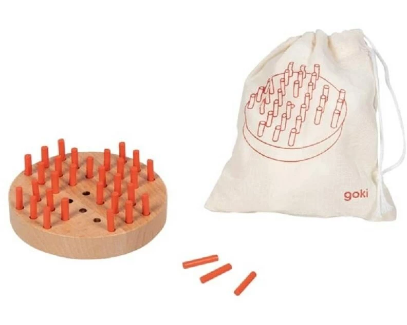 Goki Familienspiel Solitaire im Baumwollbeutel 33 Teile, Ø 9 cm