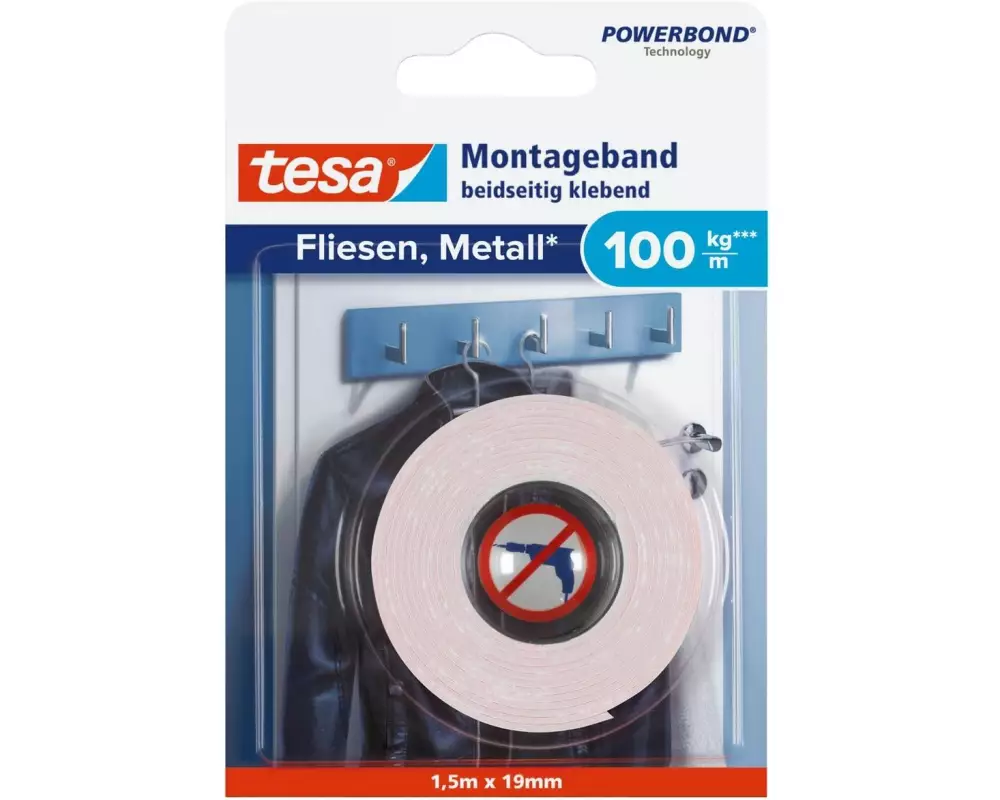 tesa Powerbond 19 mm x 1.5 m, Weiss