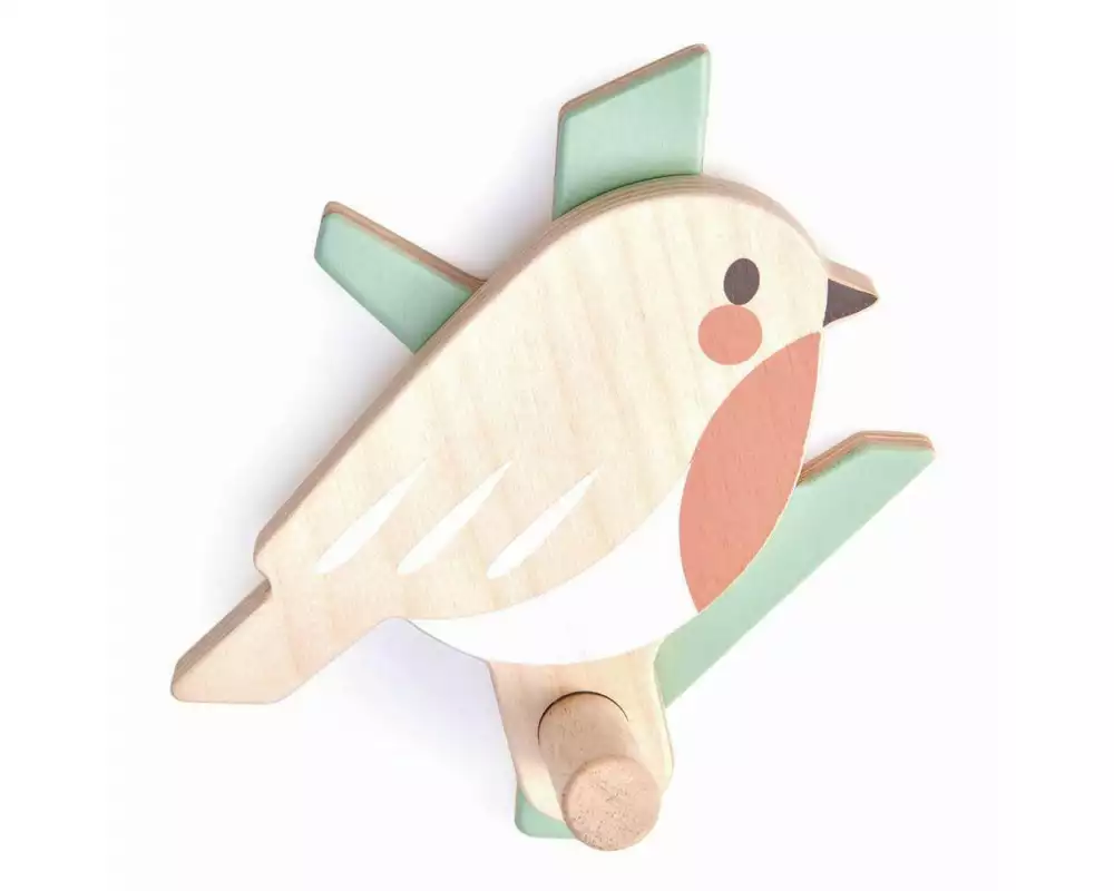 tender leaf toys Garderobe Waldkleiderhaken Vogel x , Beige/Türkis/Weiss