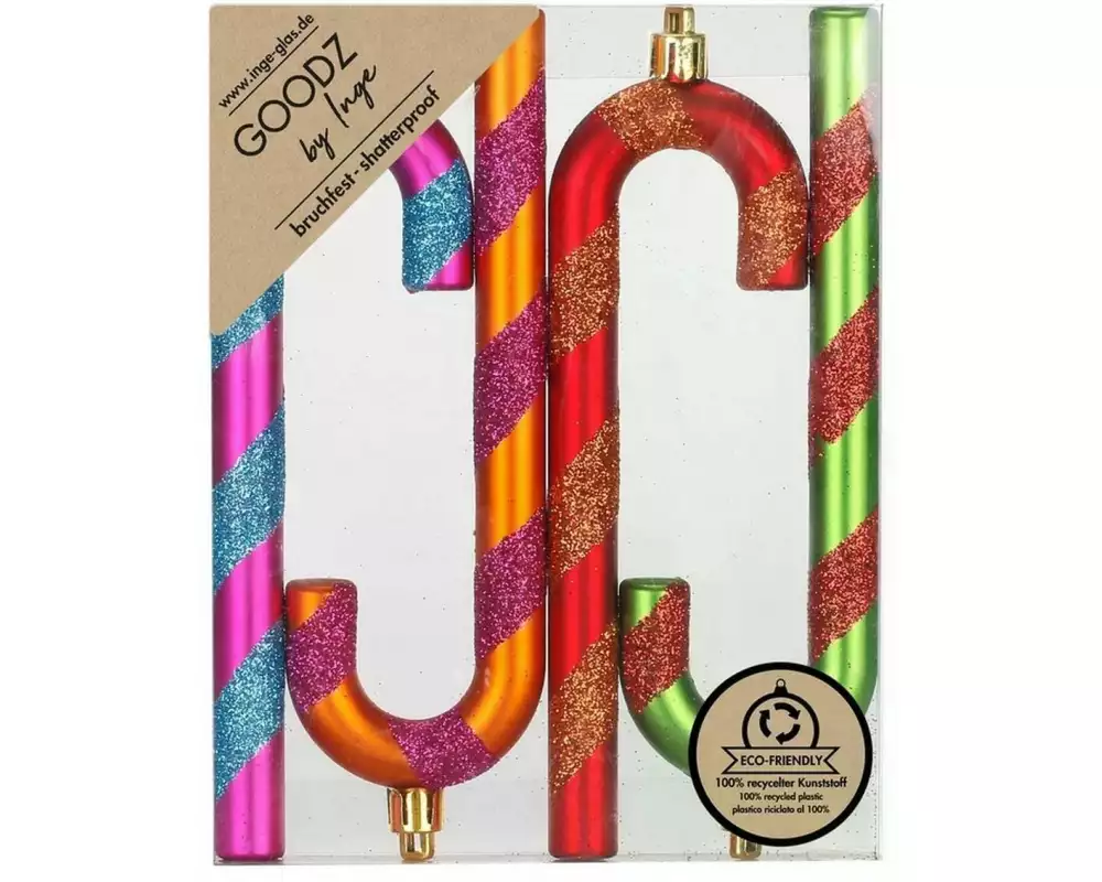 INGES CHRISTMAS DECOR Weihnachtsschmuck Zuckerstange 4 Stück, Mehrfarbig