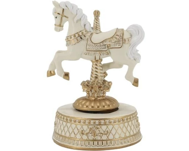 Chic Antique Spieluhr mit Pferd, 17.5 x 12 x 11, Creme