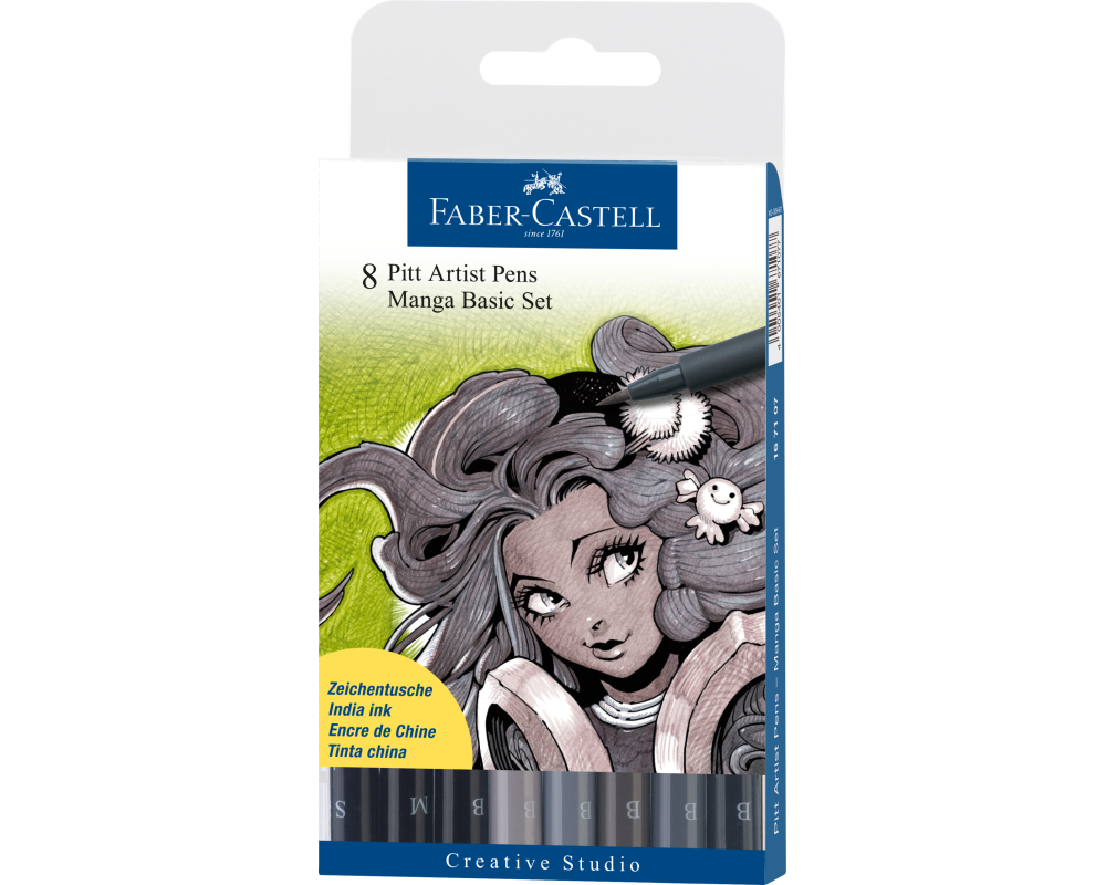 FABER-CASTELL Pitt Artist Pen Manga Basic 167107 grau 8 Stück