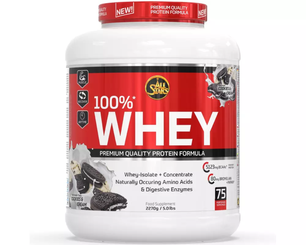 All Stars Pulver Whey Protein 100% Cookie & Cream 2270 g