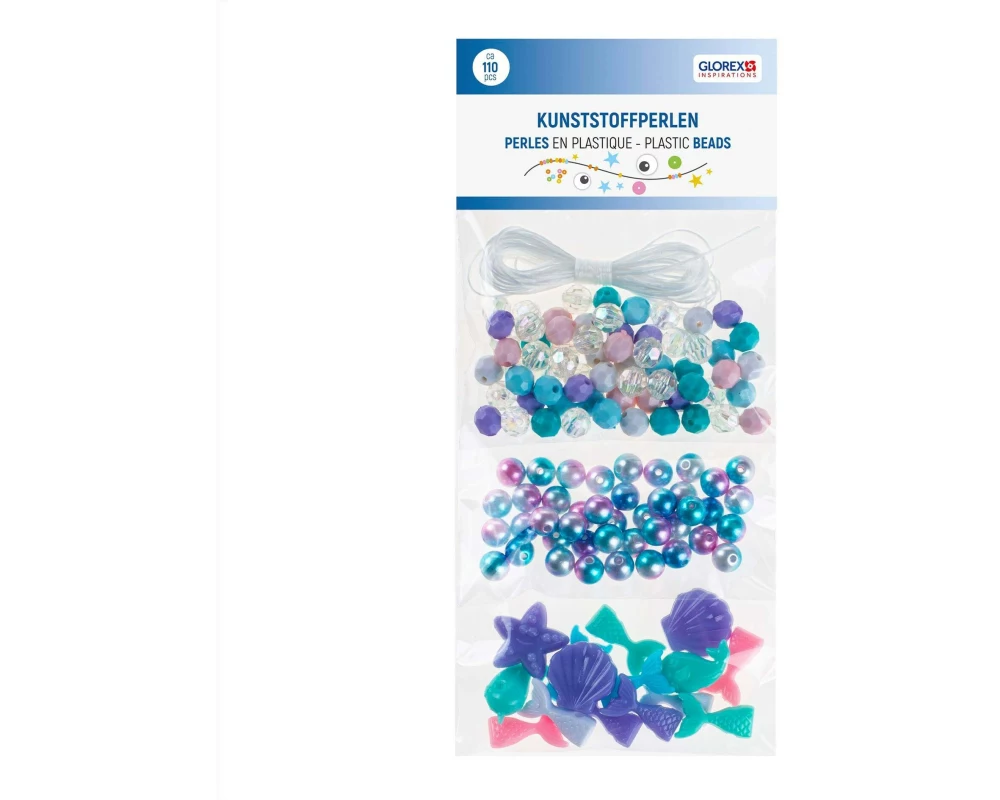 Glorex Kunststoffperlen Nixe, 110 Stück, Mehrfarbig