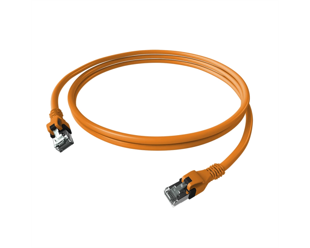 EasyLan DualBoot PushPull IP20 Patchkabel, Cat.6A (Class EA), S/FTP, orange, 1 m