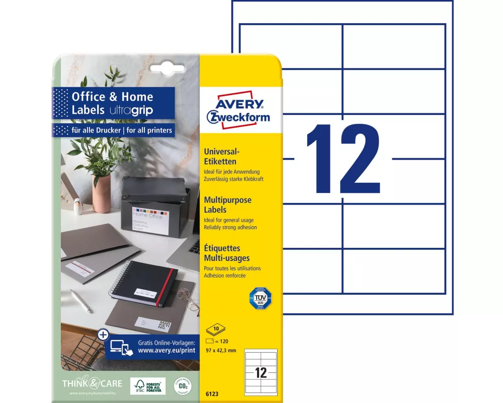 Avery Zweckform Universal-Etiketten 6123 97 x 42.3 mm, 10 Blatt