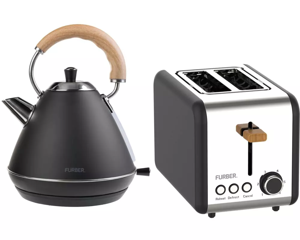 FURBER Wasserkocher und Toaster Set, Bowie, Schwarz