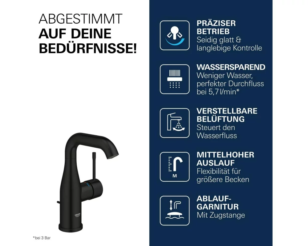 GROHE Essence New Schwenkauslauf AquaGuide Mattschwarz
