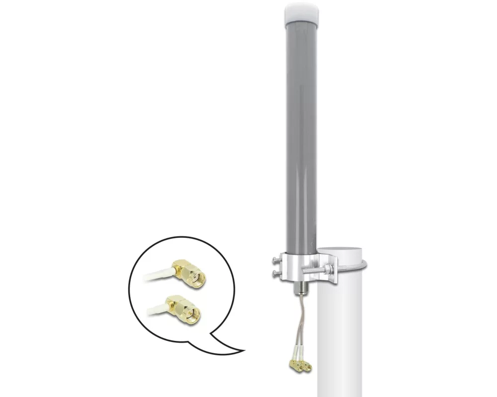 Delock LTE/WLAN/GPS-Antenne Outdoor RP-SMA/SMA 3 dBi Rundstrahl