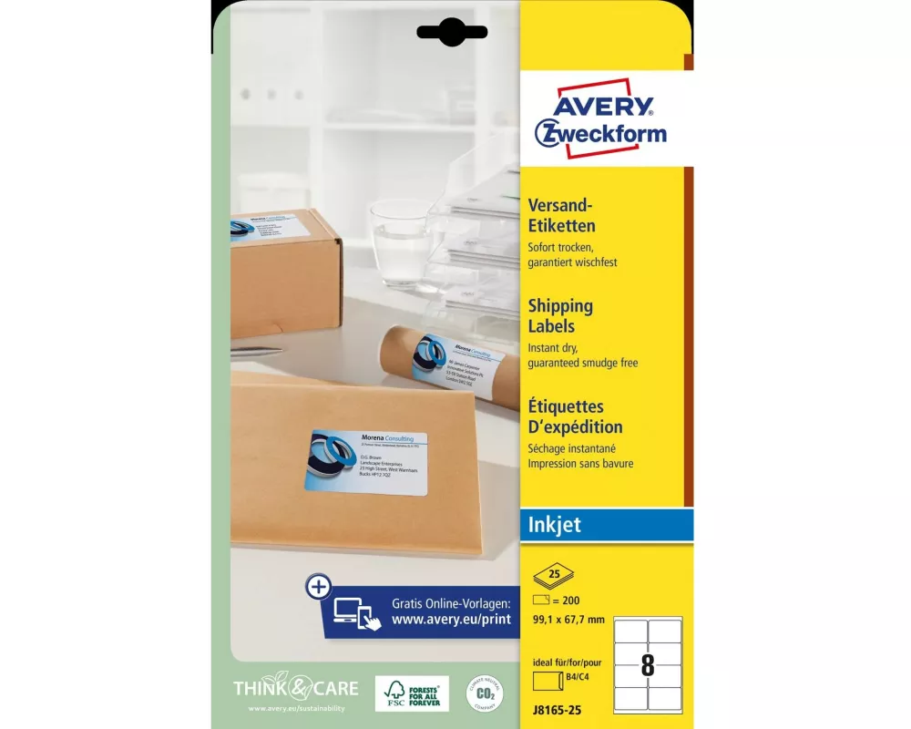 Avery Zweckform Versand-Etiketten 99.1 x 67.7 mm, 25 Blatt