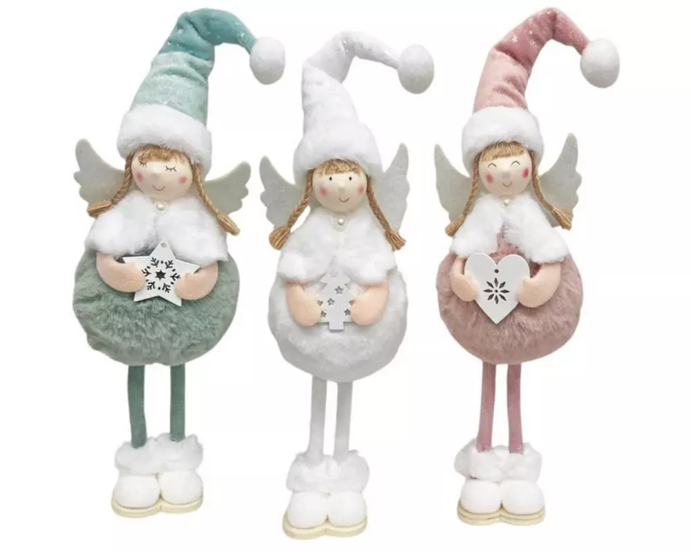 Dameco Weihnachtsfigur Engel stehend 3-er Set, Grün/Rosa/Weiss
