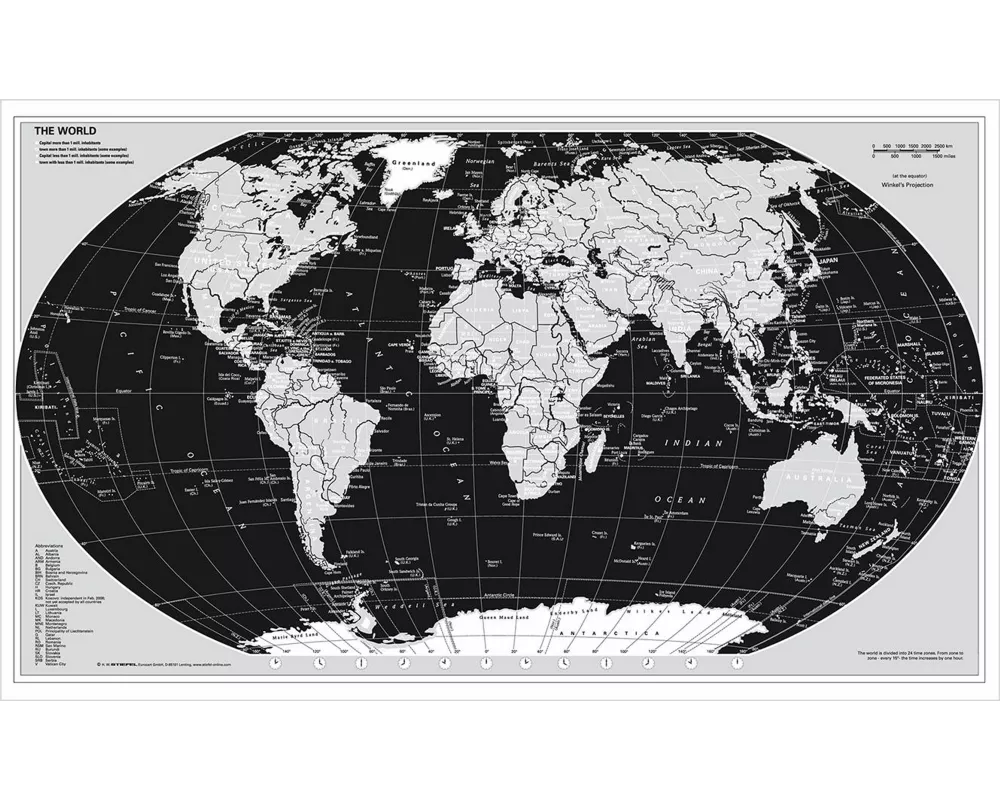 Weltkarte Silberedition. Wandkarte Poster