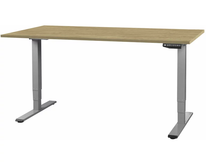 CONTINI höhenverstellbarer Bürotisch 1.4x0.8m Eiche / Gestell ET225E dunkelgrau RAL 7045