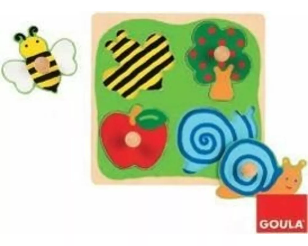 Holzpuzzle Biene, Apfelbaum und Schnecke