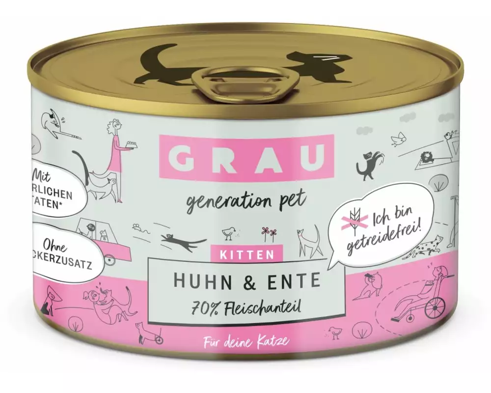 Grau Nassfutter Kitten Huhn und Ente 200 g