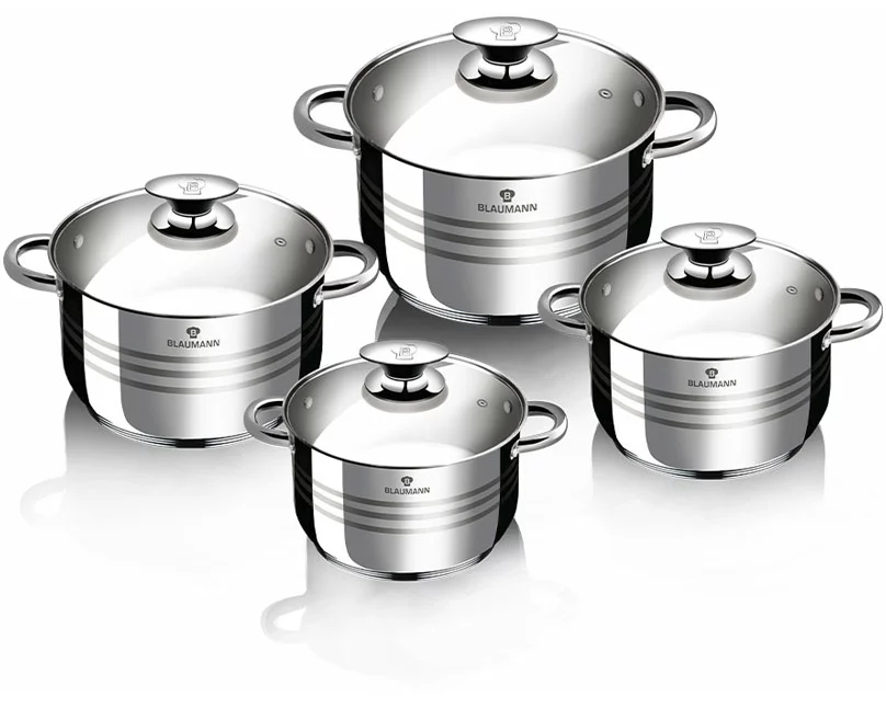 Blaumann Kochtopf Set 6.1L/3.6L/2.6L/1.9L Edelstahl Gourmet Line