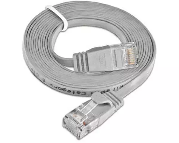 SLIM Slimpatchkabel RJ-45 - RJ-45, Cat 6, UTP, 0.15 m, Grau