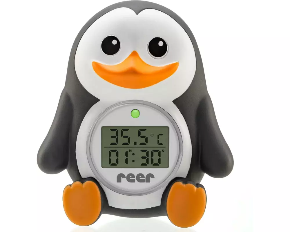 reer Digitales Badethermometer MyHappyPingu Schwarz/Weiss