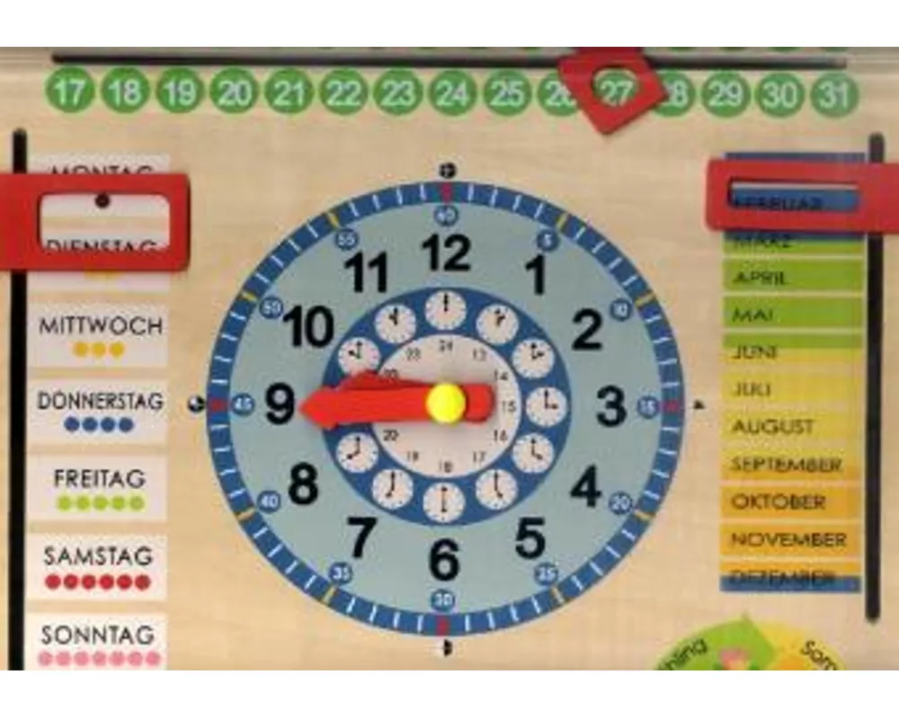 Holz Kalenderuhr