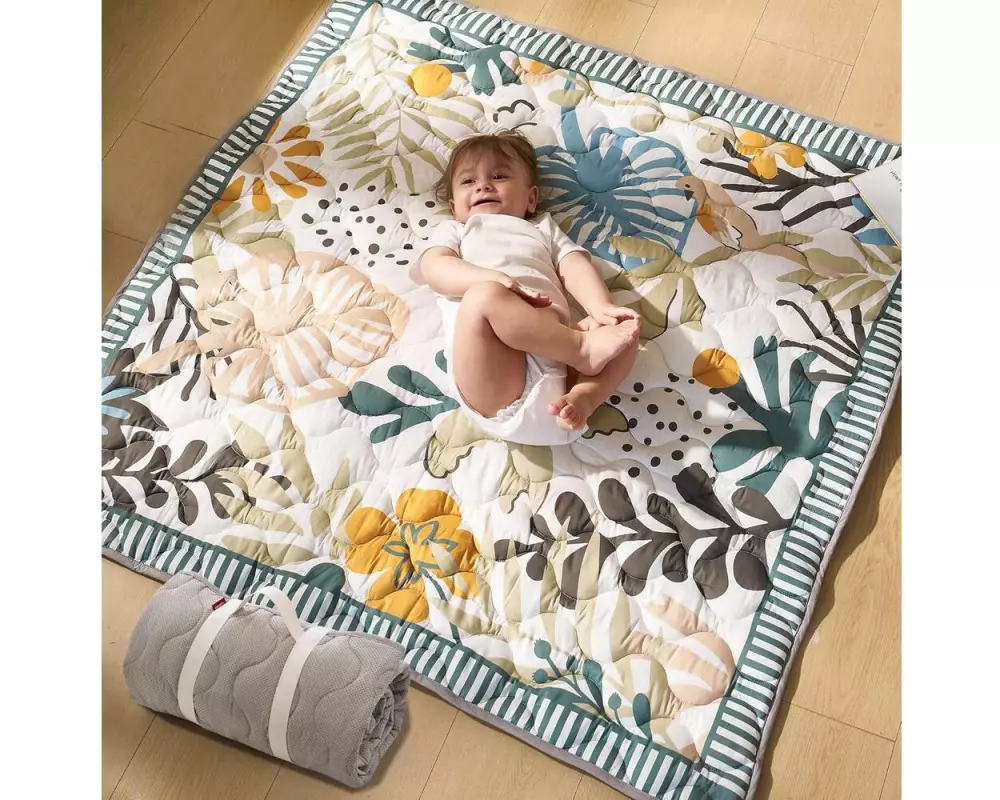 momcozy Krabbeldecke Baby-Spielmatte Waldgrün, tragbar