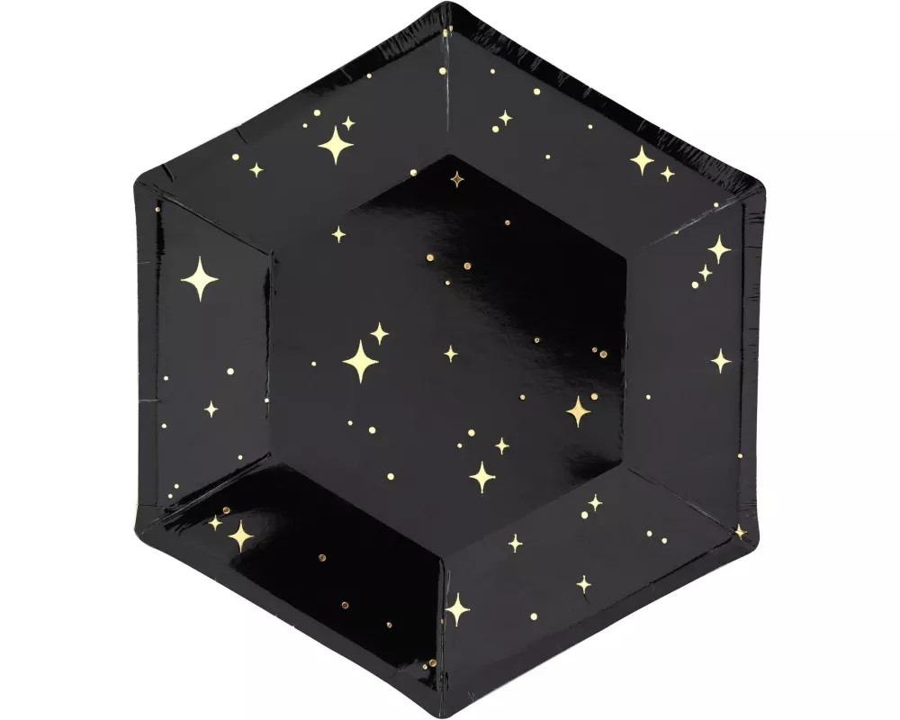 Partydeco Einwegteller Let's Celebrate 20 cm, 6 Stück, Schwarz