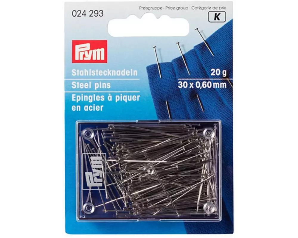 Prym Stecknadel Ø 0.6 mm x 3 cm, 20 g, Stahl