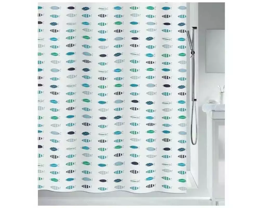 spirella Duschvorhang Santorini 180 x 180 cm, Blau/Weiss