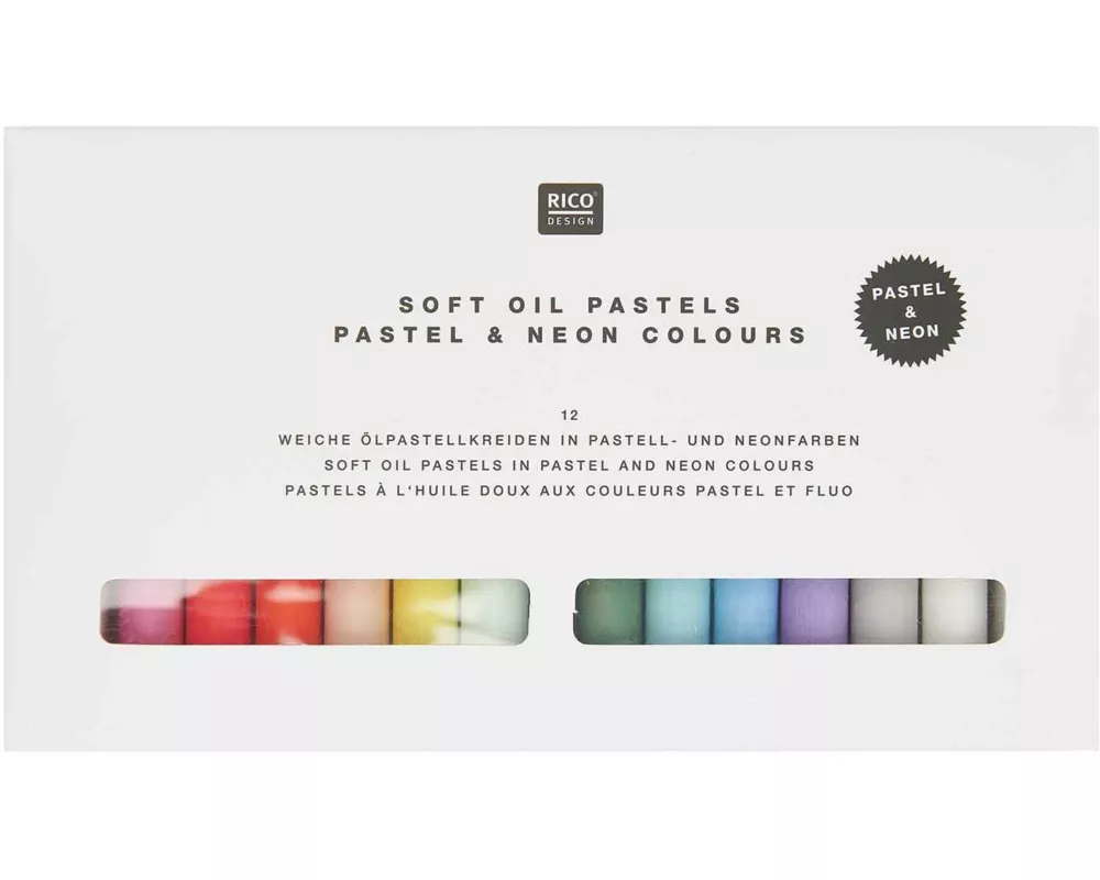 Ölpastellkreide Pastell- & Neonfarben, 12 Farben