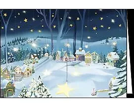 Doppelkarte. Winterliche Stadt mit Sternen / blanko