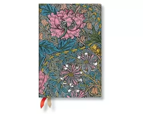 Morris Pink Honeysuckle (William Morris) Mini 12-month Day-at-a-Time Dayplanner 2024