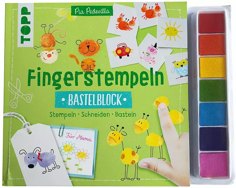 Fingerstempeln. Bastelblock mit Stempelfarbe