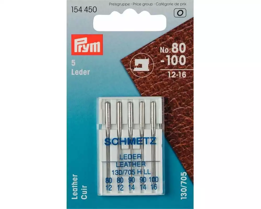 Prym Nähmaschinennadel Nr. 80 - 100 für Leder, 5 Stück