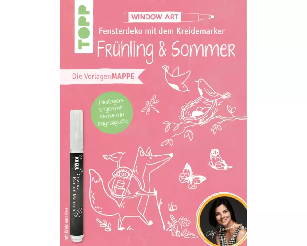 Vorlagenmappe Fensterdeko mit dem Kreidemarker - Frühling & Sommer. Inkl. Original Kreidemarker von KREUL