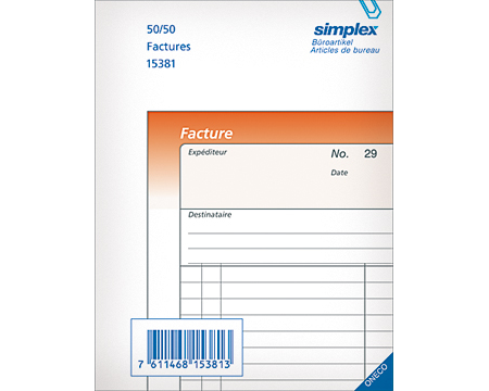 SIMPLEX Rechnungen F A6 15384F orange/weiss 100x2 Blatt
