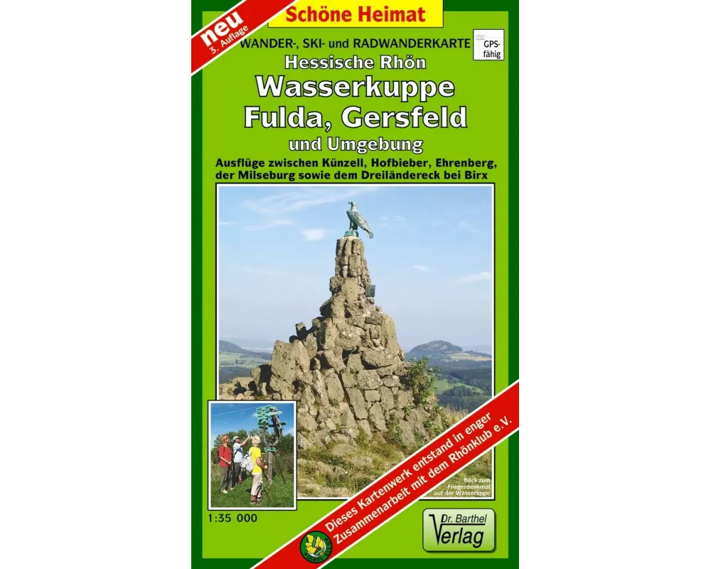 Wander-, Ski- und Radwanderkarte Hessische Rhön, Wasserkuppe, Fulda, Gersfeld und Umgebung