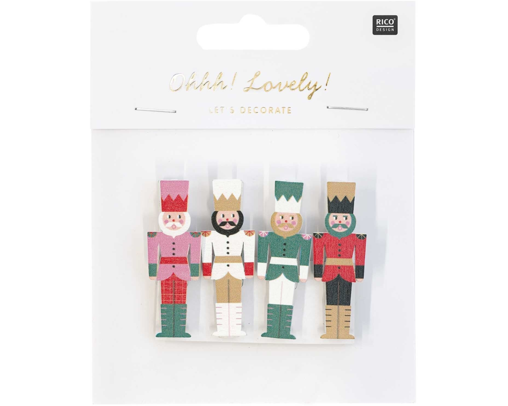 RICO DESIGN Deko-Clips Nussknacker 4.8cm 7040.31.22 4 Stück