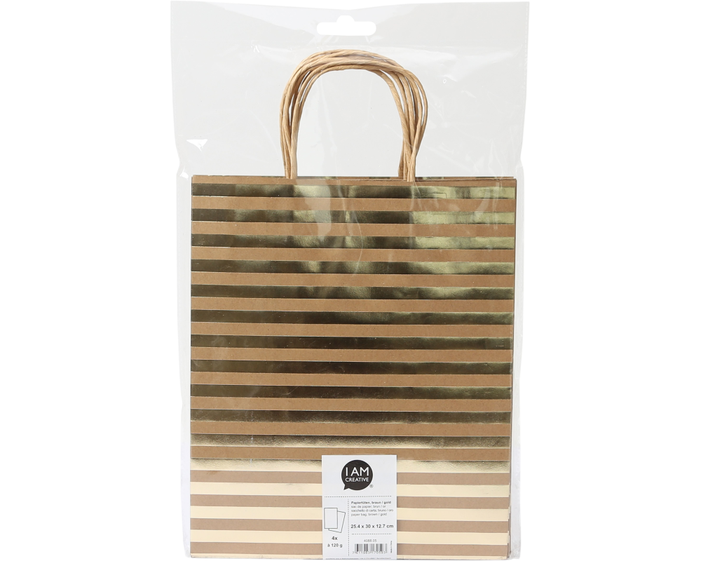 I AM CREATIVE Papiertüten, 4 Stück 4088.05 braun/gold, 25.4x30x12.7cm