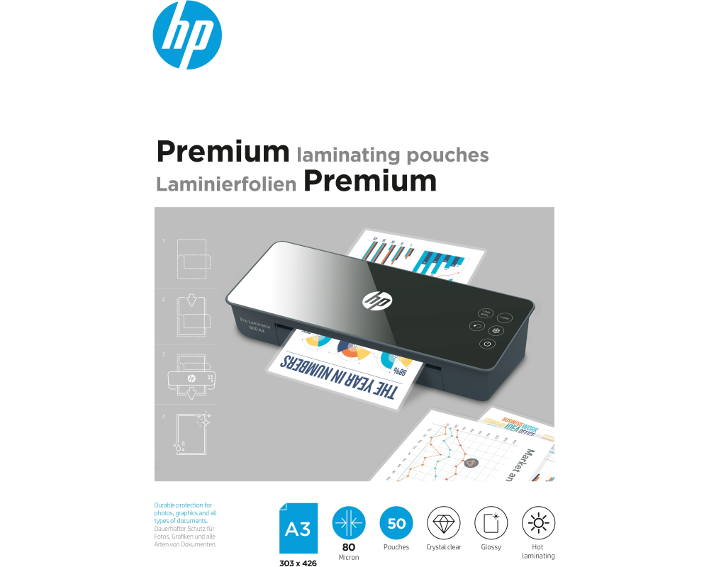 HP Laminiertaschen 9126 Premium, A3, 80 Mic
