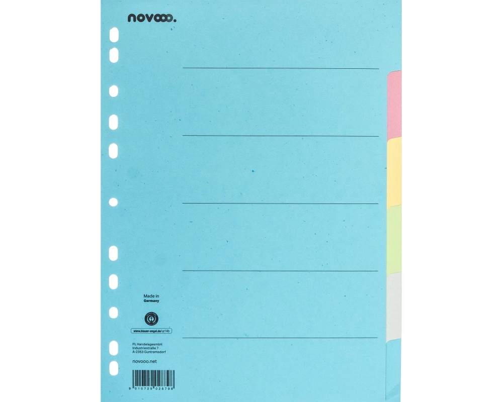 NOVOOO Kartonregister A4 40577 bunt 6-teilig