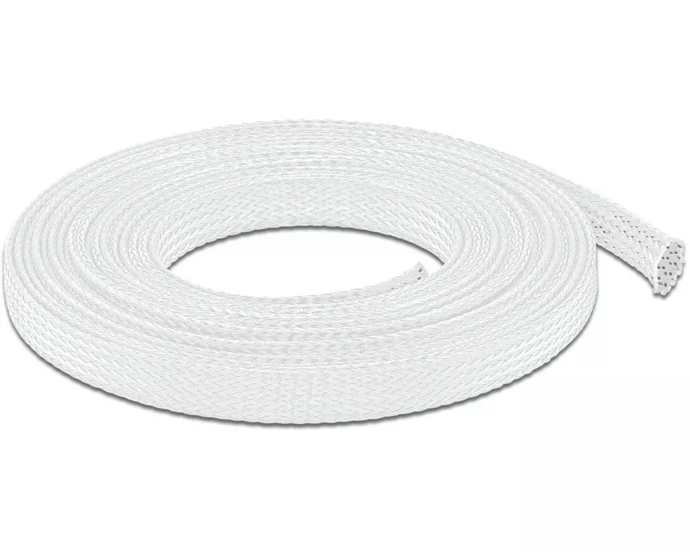 Delock Geflechtschlauch dehnbar 10 m x 12 mm Weiss
