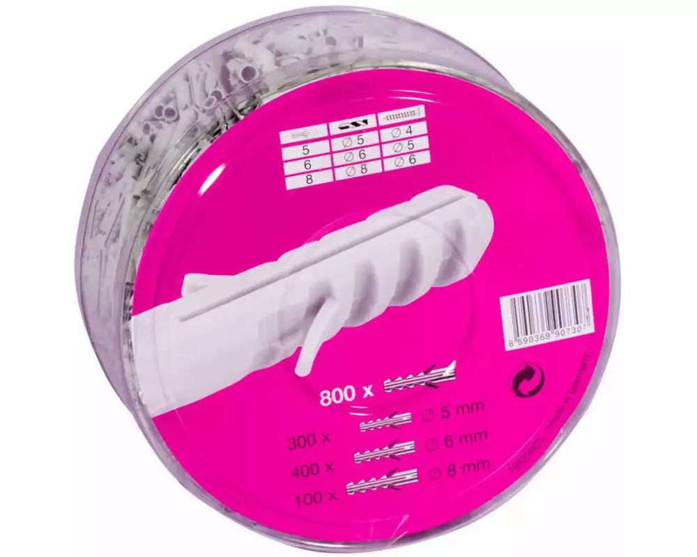 Fischer Dübel Set in Runddose, 800 Stück