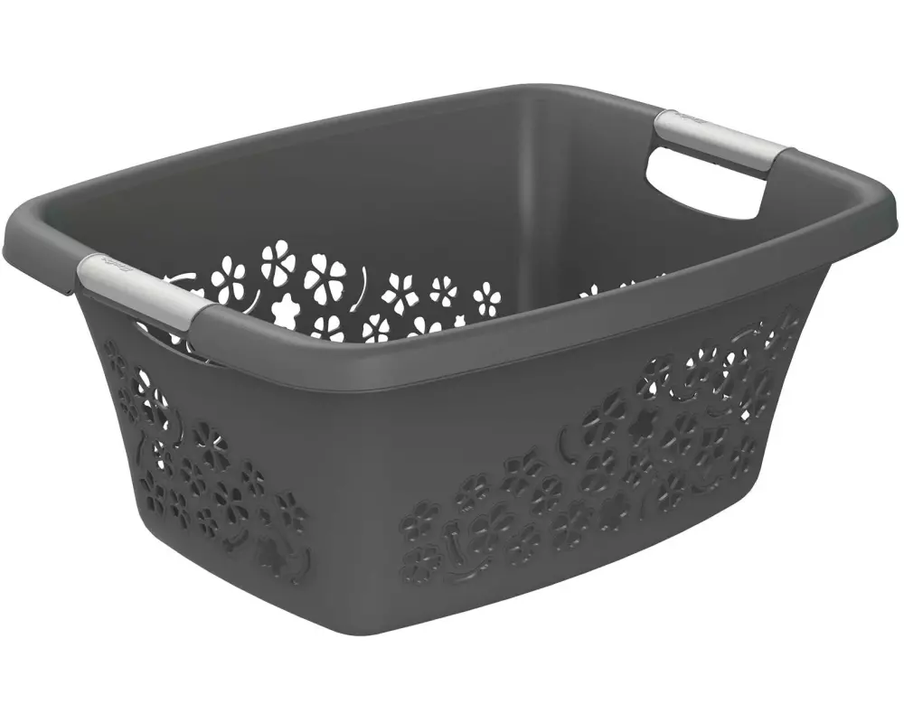 Rotho Wäschekorb Flower 25 l, Anthrazit