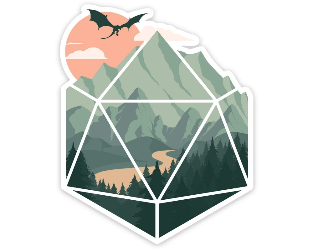 Glass Staff A D20 Scene Sticker Grün