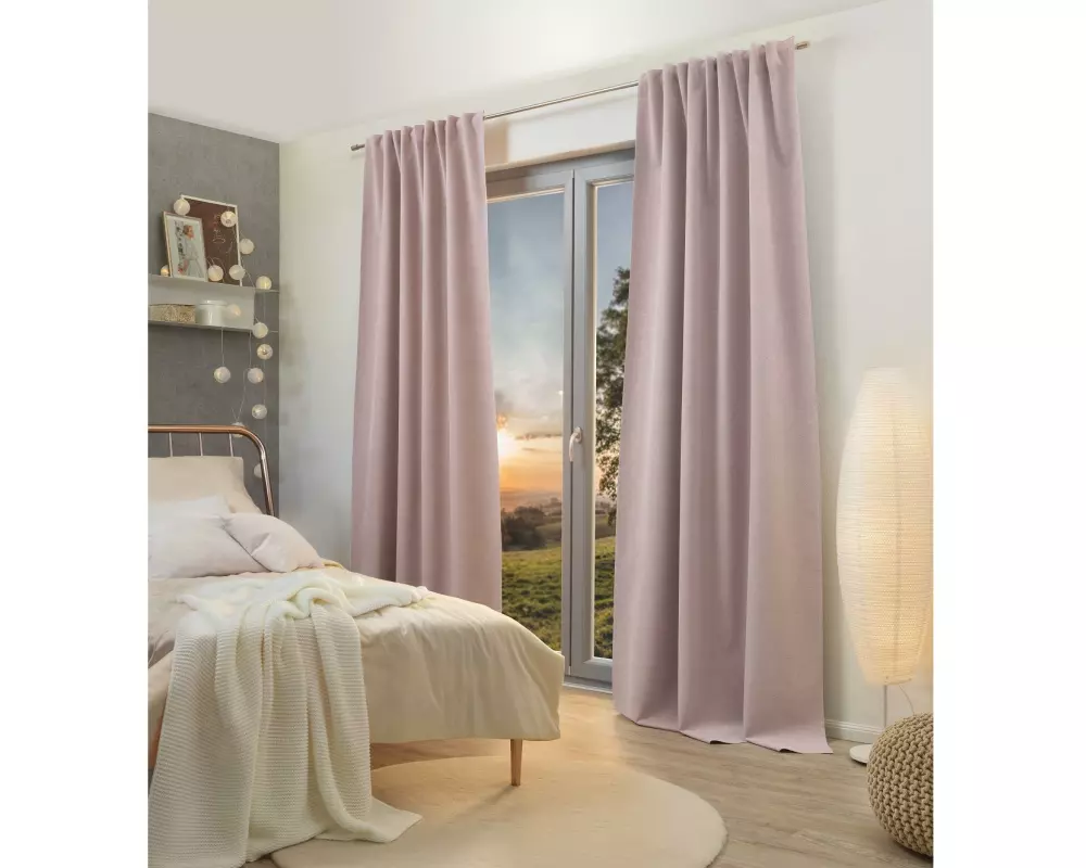 Stotz Decor AG Nachtvorhang mit Faltenband Flint, Blackout 135 cm x 300 cm