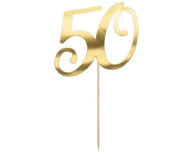 Partydeco 50 Karton mit Holzspiess Gold