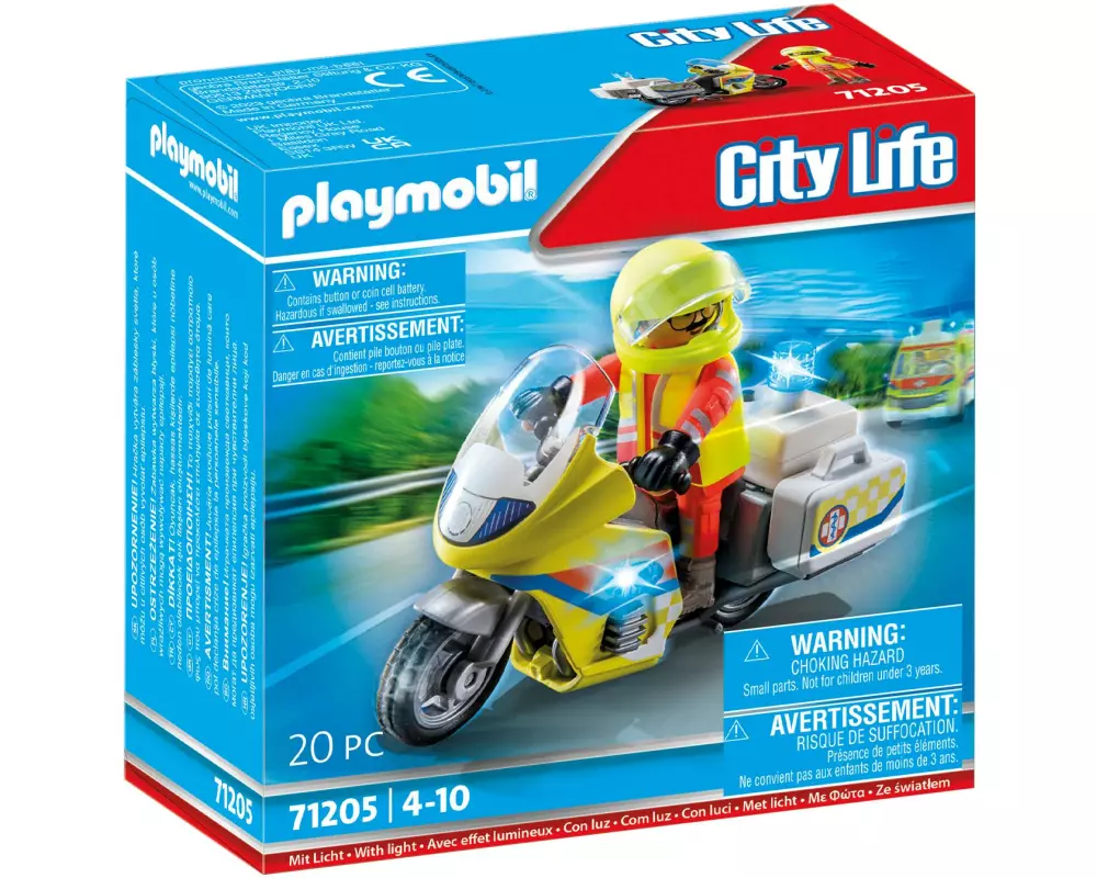 Playmobil City Life Notarzt-Motorrad mit Blinklicht 71205