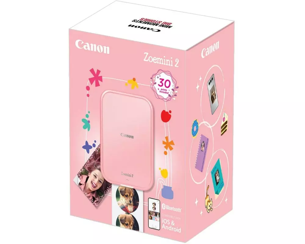 Canon Fotodrucker Zoemini 2 Rosé-Gold + 30 Fotopapiere + Tasche