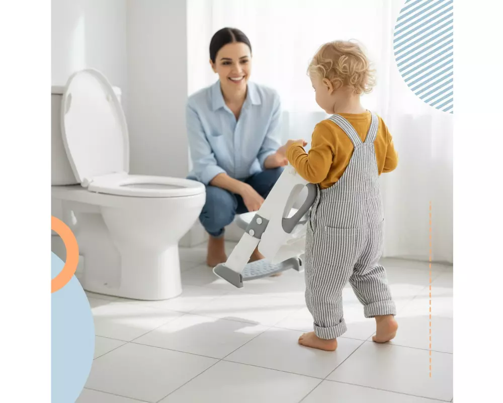 relaxdays Toilettentrainer mit Treppe Kunststoff Grau Weiss